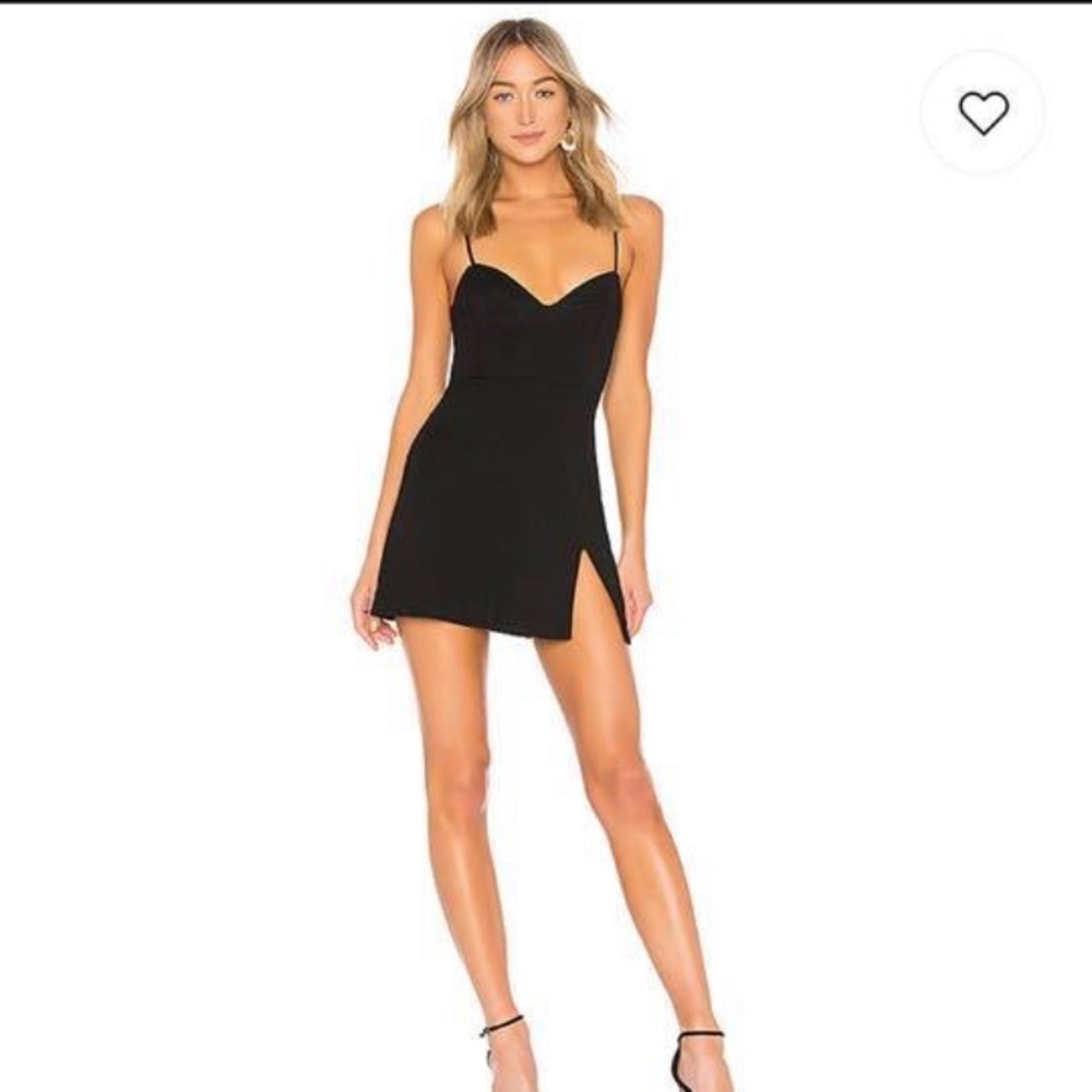 NBD Revolve black slit dress